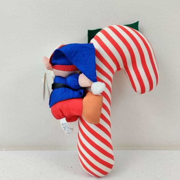 Vintage Santa's Elf on Hanging Candy Cane Plush Christmas Décor Handcrafted - Picture 4 of 8